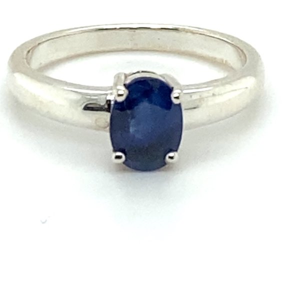 Blue Sapphire 1.15ct Platinum Finish Solid 925 Sterling Silver Ring - Picture 3 of 6